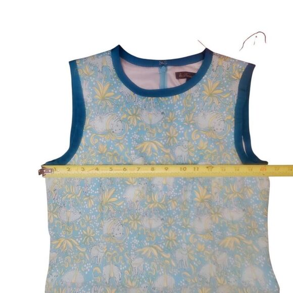 Brooks Brothers Cotton Vintage Style Lamb Print Blue Green Shift Dress Size 4 - Picture 7 of 10